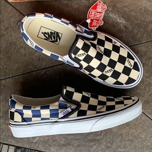 •VANS CLASSIC SLIP-ON BIG CHECK Black/Navy WMNS
